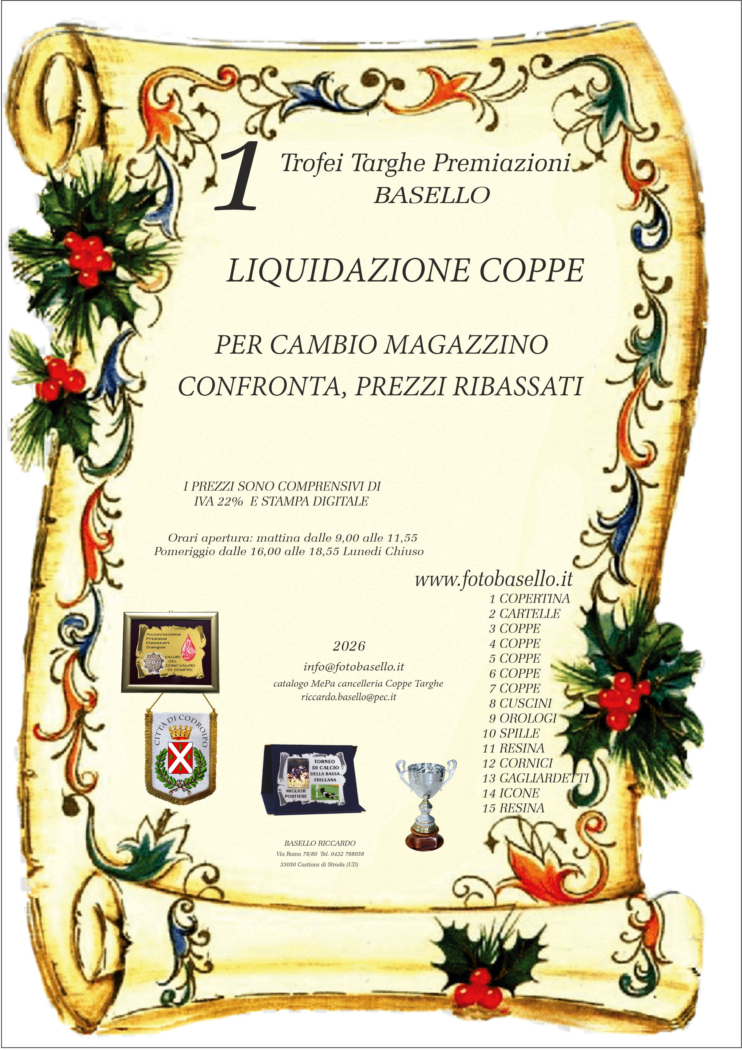 Orologeria Coppe Targhe BASELLO